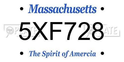 5XF728 Massachusetts License Plate