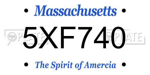 5XF740 Massachusetts License Plate