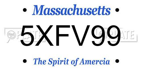 5XFV99 Massachusetts License Plate