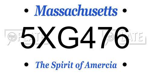5XG476 Massachusetts License Plate