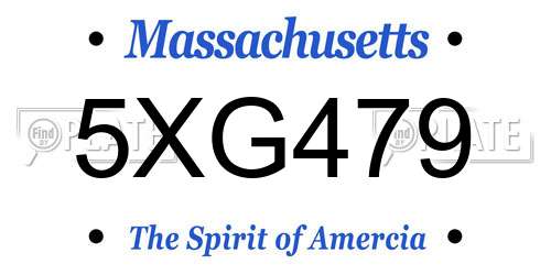 5XG479 Massachusetts License Plate