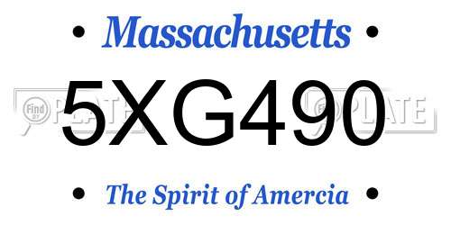 5XG490 Massachusetts License Plate