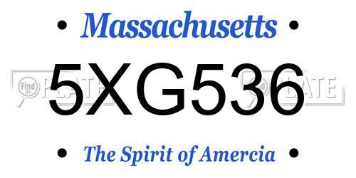 5XG536 Massachusetts License Plate