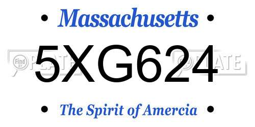 5XG624 Massachusetts License Plate