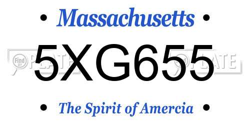 5XG655 Massachusetts License Plate