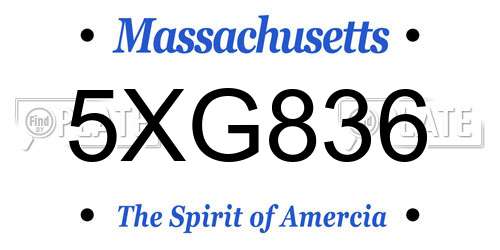 5XG836 Massachusetts License Plate