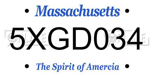 5XGD034 Massachusetts License Plate