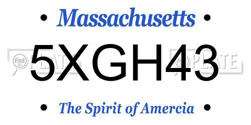 5XGH43 Massachusetts License Plate