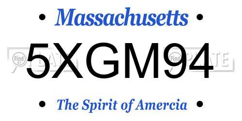 5XGM94 Massachusetts License Plate