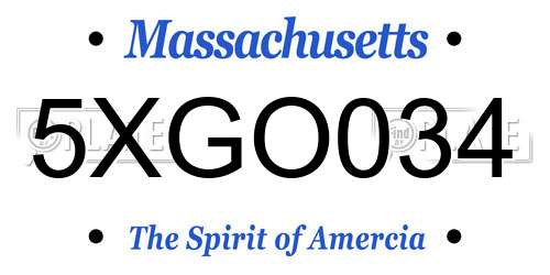 5XGO034 Massachusetts License Plate