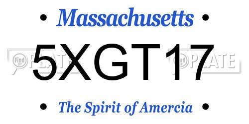 5XGT17 Massachusetts License Plate