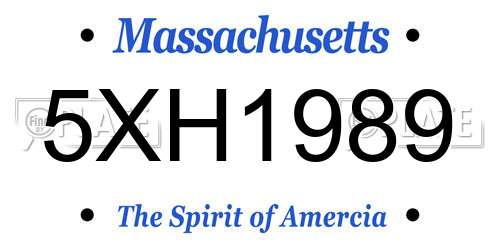 5XH1989 Massachusetts License Plate