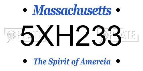 5XH233 Massachusetts License Plate