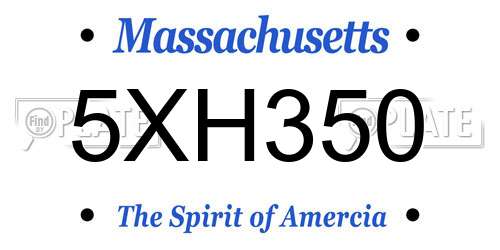 5XH350 Massachusetts License Plate