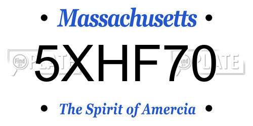 5XHF70 Massachusetts License Plate