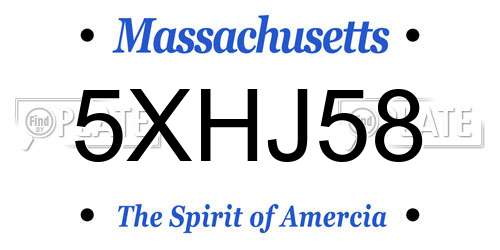 5XHJ58 Massachusetts License Plate