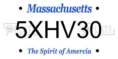 5XHV30 Massachusetts License Plate