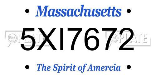 5XI7672 Massachusetts License Plate
