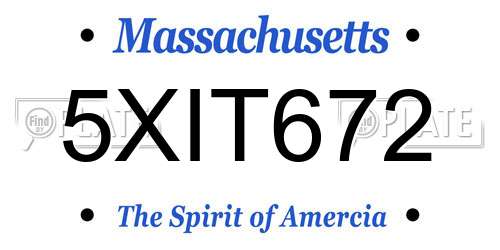 5XIT672 Massachusetts License Plate