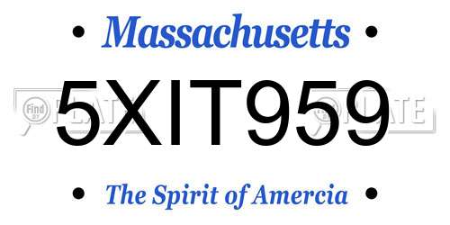 5XIT959 Massachusetts License Plate