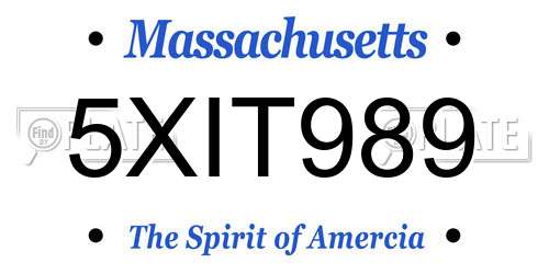 5XIT989 Massachusetts License Plate