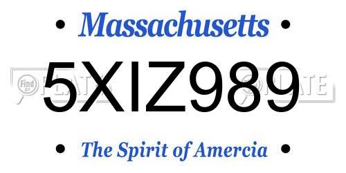 5XIZ989 Massachusetts License Plate
