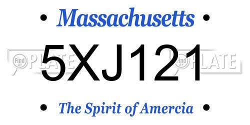 5XJ121 Massachusetts License Plate