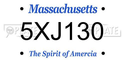 5XJ130 Massachusetts License Plate