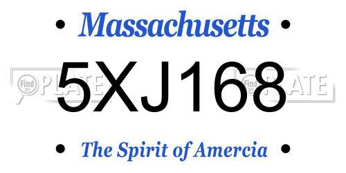 5XJ168 Massachusetts License Plate
