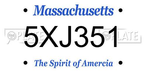5XJ351 Massachusetts License Plate
