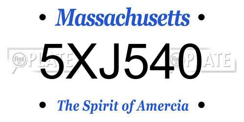 5XJ540 Massachusetts License Plate