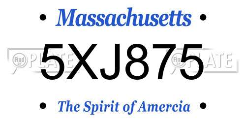 5XJ875 Massachusetts License Plate