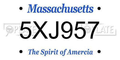 5XJ957 Massachusetts License Plate