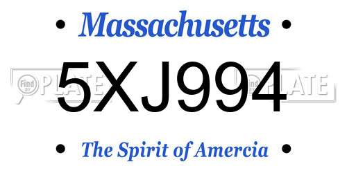 5XJ994 Massachusetts License Plate