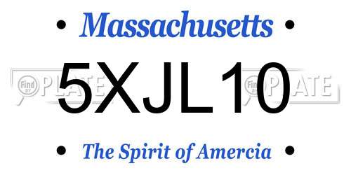 5XJL10 Massachusetts License Plate