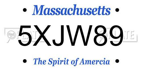 5XJW89 Massachusetts License Plate