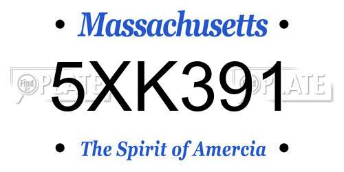 5XK391 Massachusetts License Plate