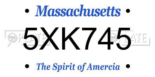 5XK745 Massachusetts License Plate