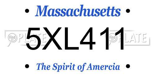 5XL411 Massachusetts License Plate