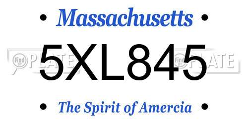 5XL845 Massachusetts License Plate