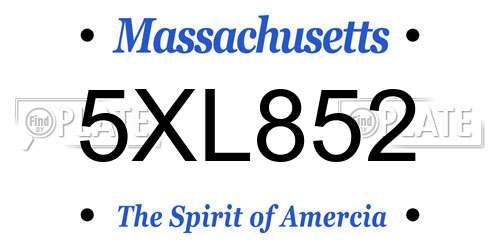 5XL852 Massachusetts License Plate