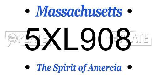 5XL908 Massachusetts License Plate