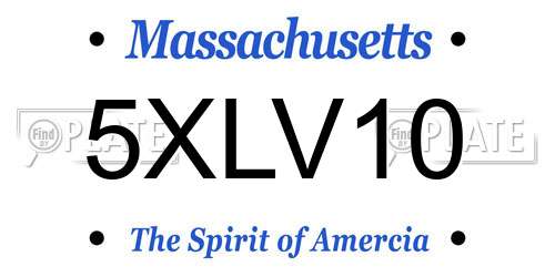 5XLV10 Massachusetts License Plate