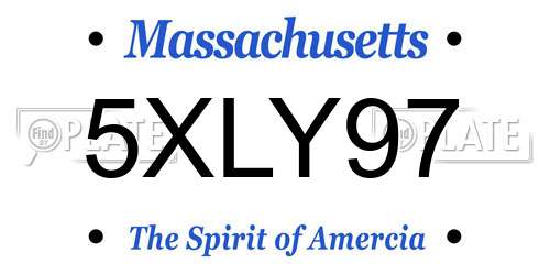 5XLY97 Massachusetts License Plate