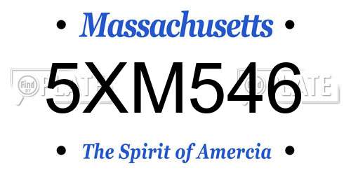 5XM546 Massachusetts License Plate