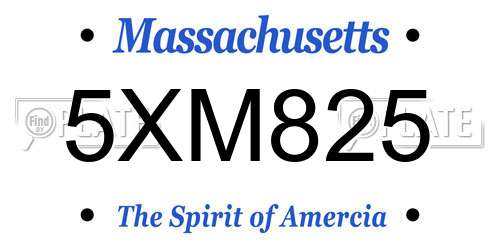 5XM825 Massachusetts License Plate