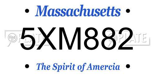 5XM882 Massachusetts License Plate