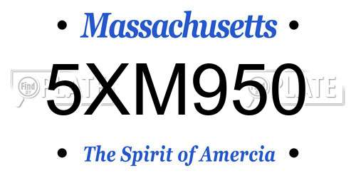 5XM950 Massachusetts License Plate