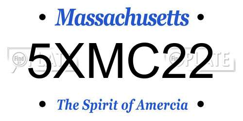 5XMC22 Massachusetts License Plate