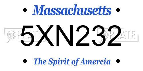5XN232 Massachusetts License Plate
